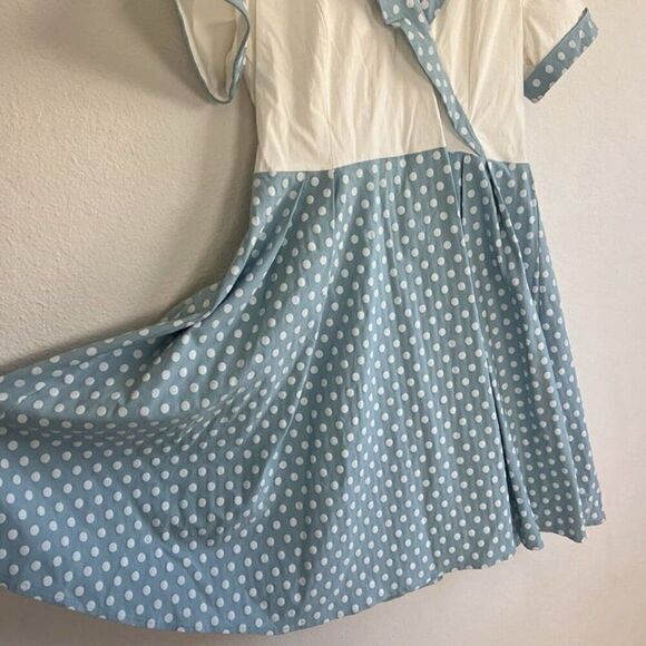GownTown Women's Pinup 60s Vintage Blue Polkadot Swing Plus Size Dress XXL NWT - Picture 8 of 10